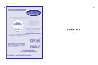 28 29
Le corps comme source d’énergie exploitable.
Notion de rentabilité du corps, anxiogène ?
Le cerveau. Les capacités archaïques & reptiliennes.
L’instinct ? l’inconscient ? Le côté animal, la nature, la culture.
Influence sur les décisions et les gestes.
Le corps contrôlé et bientôt modifié. Augmenté et transformé.
Avant la naissance. Responsabiltés parentales/médicales?
Numérique: outil de mémoire.
Conserver et organiser nos sou-
venirs. Photos, textes, odeurs...
Comment capter tous les élé-
ments qui constituent un souve-
nir et le partager?
L’interactivité avec le pu-
blic pour les services et
collectivités publiques.
Mobilité, localisation du
corps, gestion de don-
nées personnelles, notion
d’enquête, acteur: le pu-
blic, l’habitant, «nous».
De quelle manière pouvons-nous utiliser la réalité augmentée ?
Faciliter le quotidien ou rester dans le jeu ?
Quelle est la limite entre la thérapie, le bien-
être, et le fascisme sanitaire ? Ne plus soigner,
mais empêcher la maladie. Puritanisme. Rap-
port avec les institutions ?
Empowerment, « mise en capacité ». Quel sens?
« Capacitation » du corps par le numérique?
*Capacité d’être (faculté), psychologique,
numérique : substitut. *Capacité de faire, maté-
riel, numérique : outil.
Trafiquer le cerveau.
Enlever les souvenirs, bénéfique?
Quelles conséquences? Changer sa vie.
Virginisation du cerveau.
Peut-on palper/toucher le numérique ?
Avoir une interaction corps et données numériques ?
Attention à
la disparition du
corps de l’autre, dans
les nouveaux outils de
communication. Perte?
Gain? Ou nouvelles
possibilités?
.
FEED-BACK
..
REPORTAGE
∙∙
 