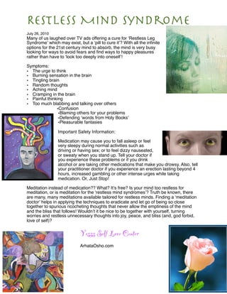 Restless Activity Restless Mind Syndrome by Arhata | PDF | Brain and Nervous System ...