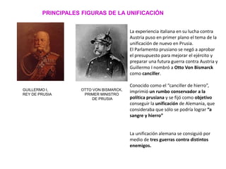 PRINCIPALES FIGURAS DE LA UNIFICACIÓN
OTTO VON BISMARCK,
PRIMER MINISTRO
DE PRUSIA
GUILLERMO I,
REY DE PRUSIA
La experienc...