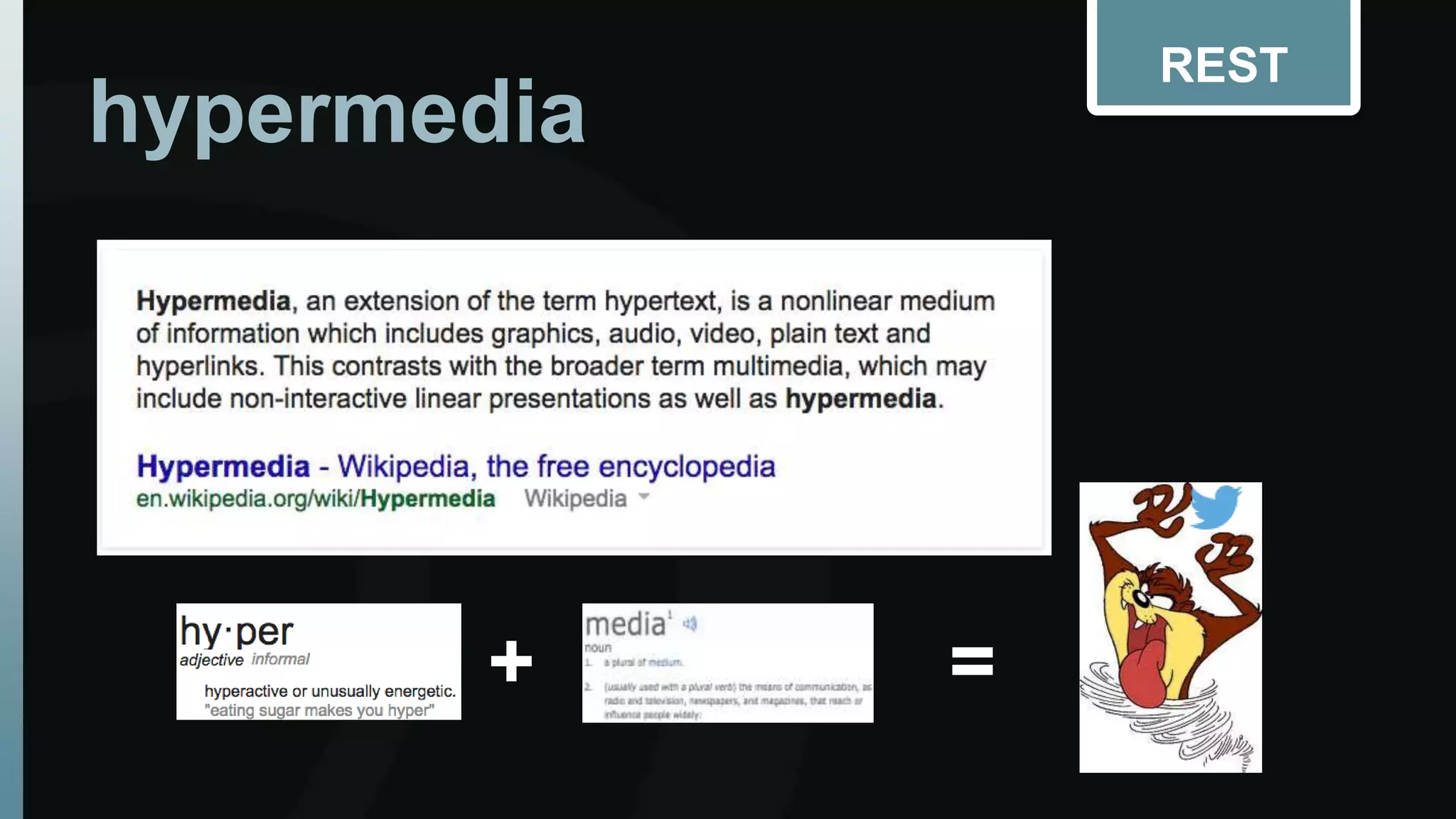 hypermedia 
REST 
+ = 
 