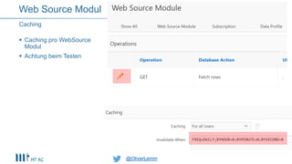 @OliverLemm@OliverLemm
 Caching pro WebSource
Modul
 Achtung beim Testen
Caching
Web Source Modul
 