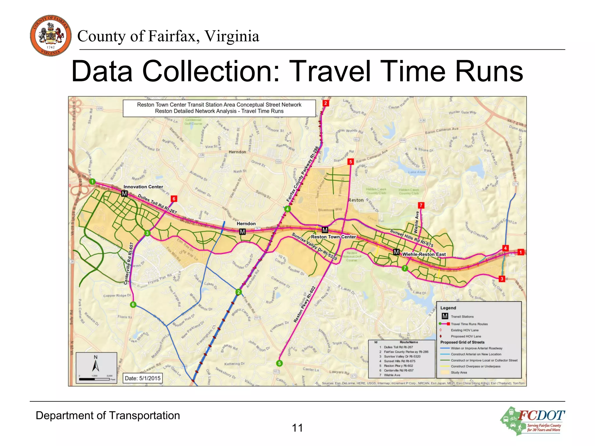 County of Fairfax, Virginia
Department of Transportation
11
Data Collection: Travel Time Runs
 