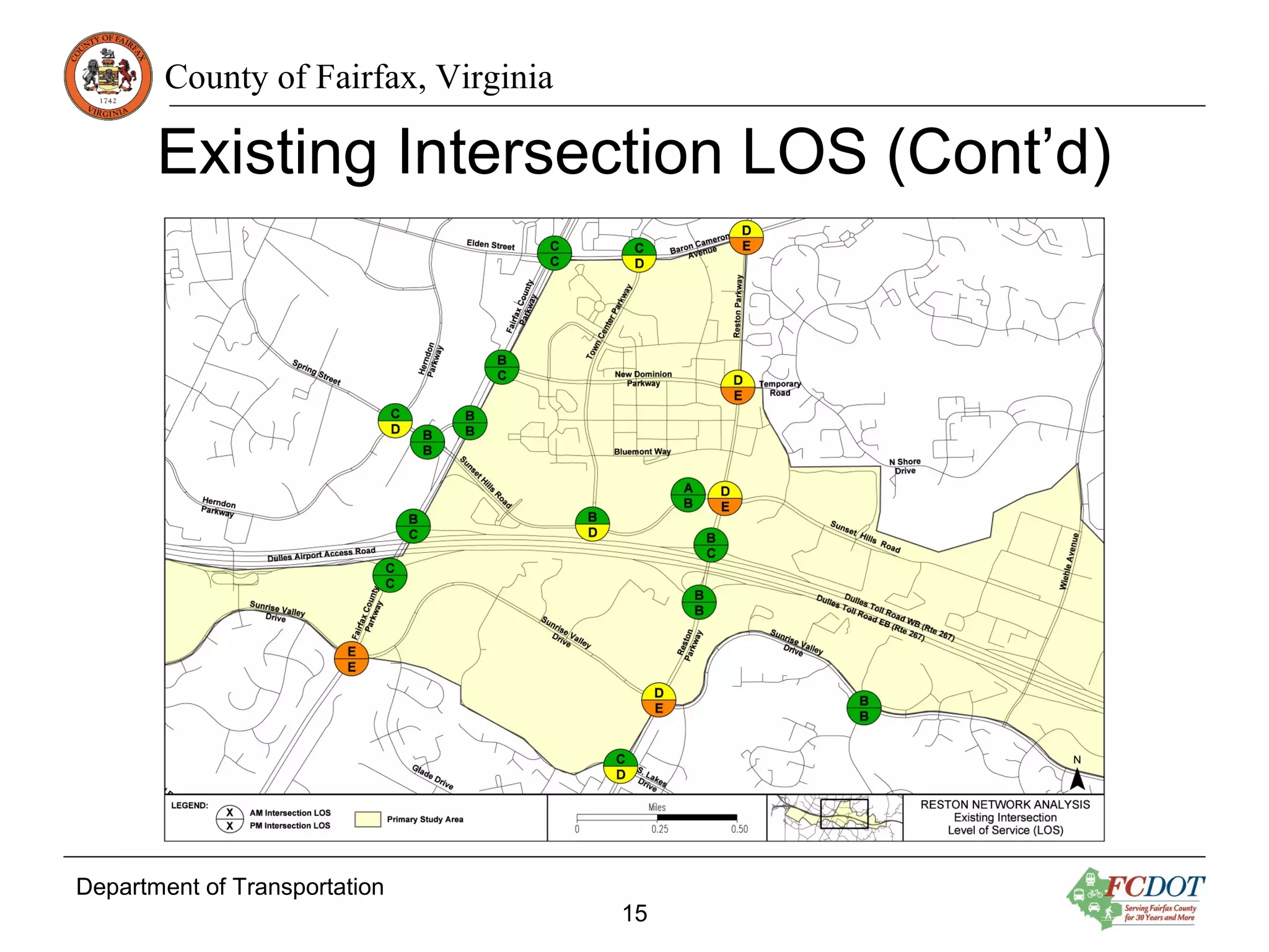 County of Fairfax, Virginia
Department of Transportation
15
Existing Intersection LOS (Cont’d)
 