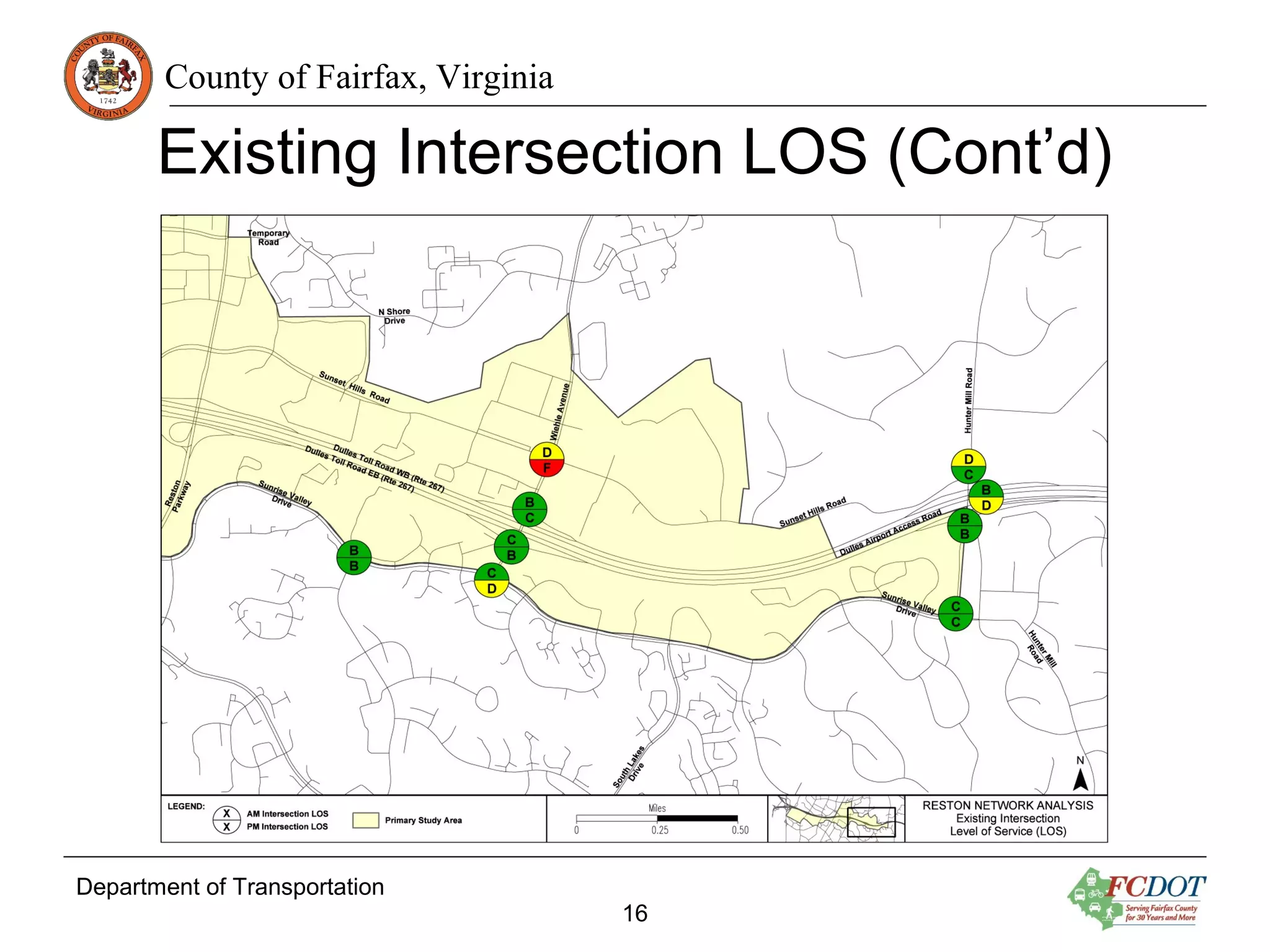 County of Fairfax, Virginia
Department of Transportation
16
Existing Intersection LOS (Cont’d)
 
