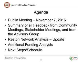 Reston Transportation Funding Plan Public Meeting Summary And Adviso