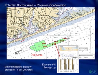 Potential Borrow Area – Requires Confirmation
Example 8 ft
Boring Log
~700 Acres
Minimum Boring Density
Standard: 1 per 20 Acres
 