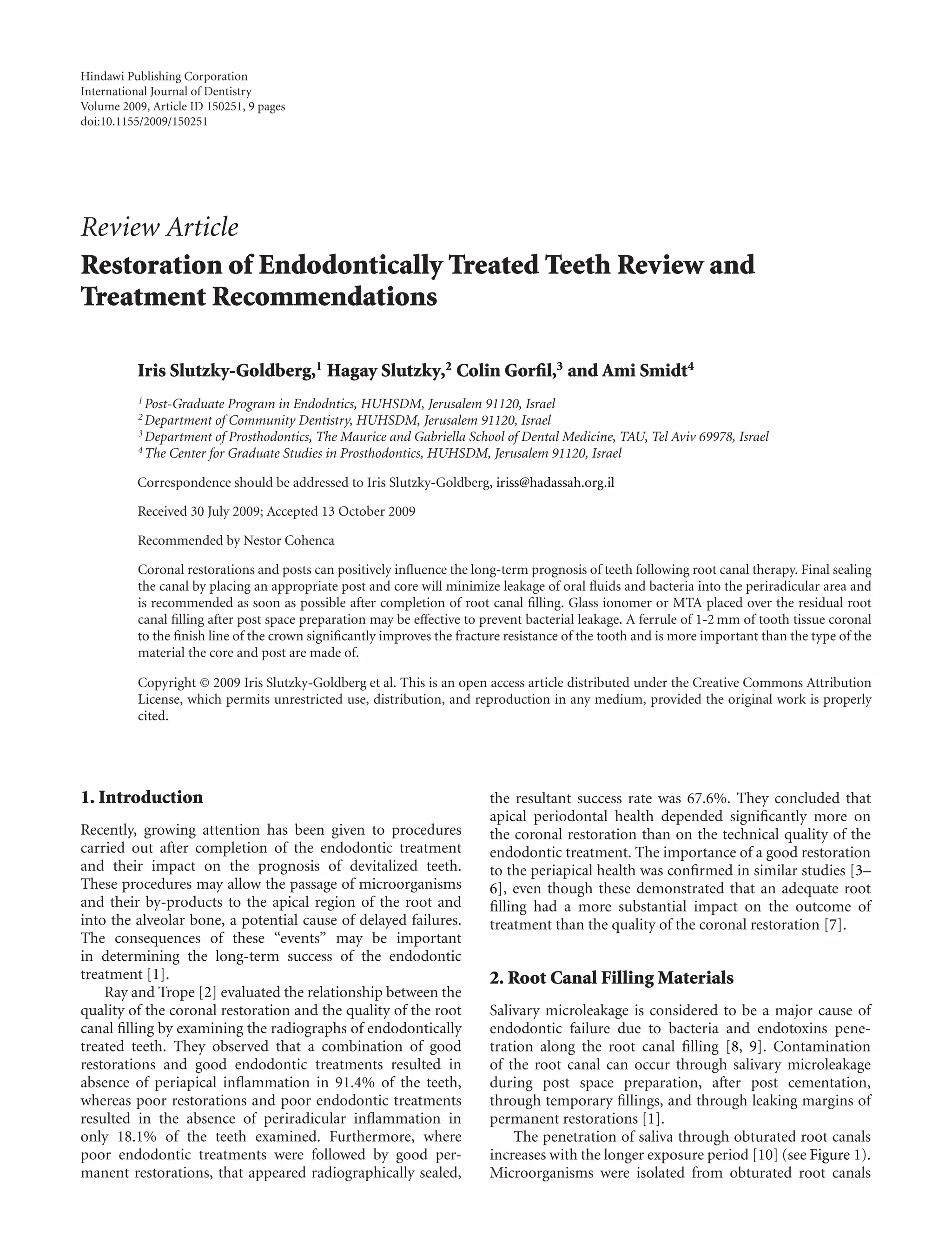 Restoration of endodontically treated teeth review & treatment ...