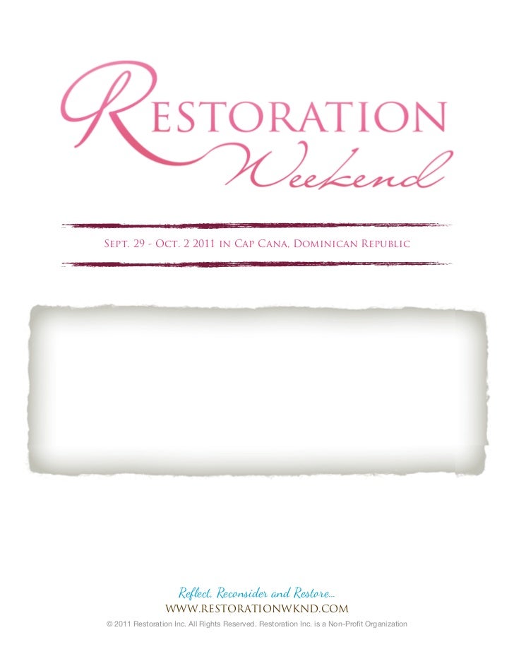 Restoration Weekend Brochure 2011