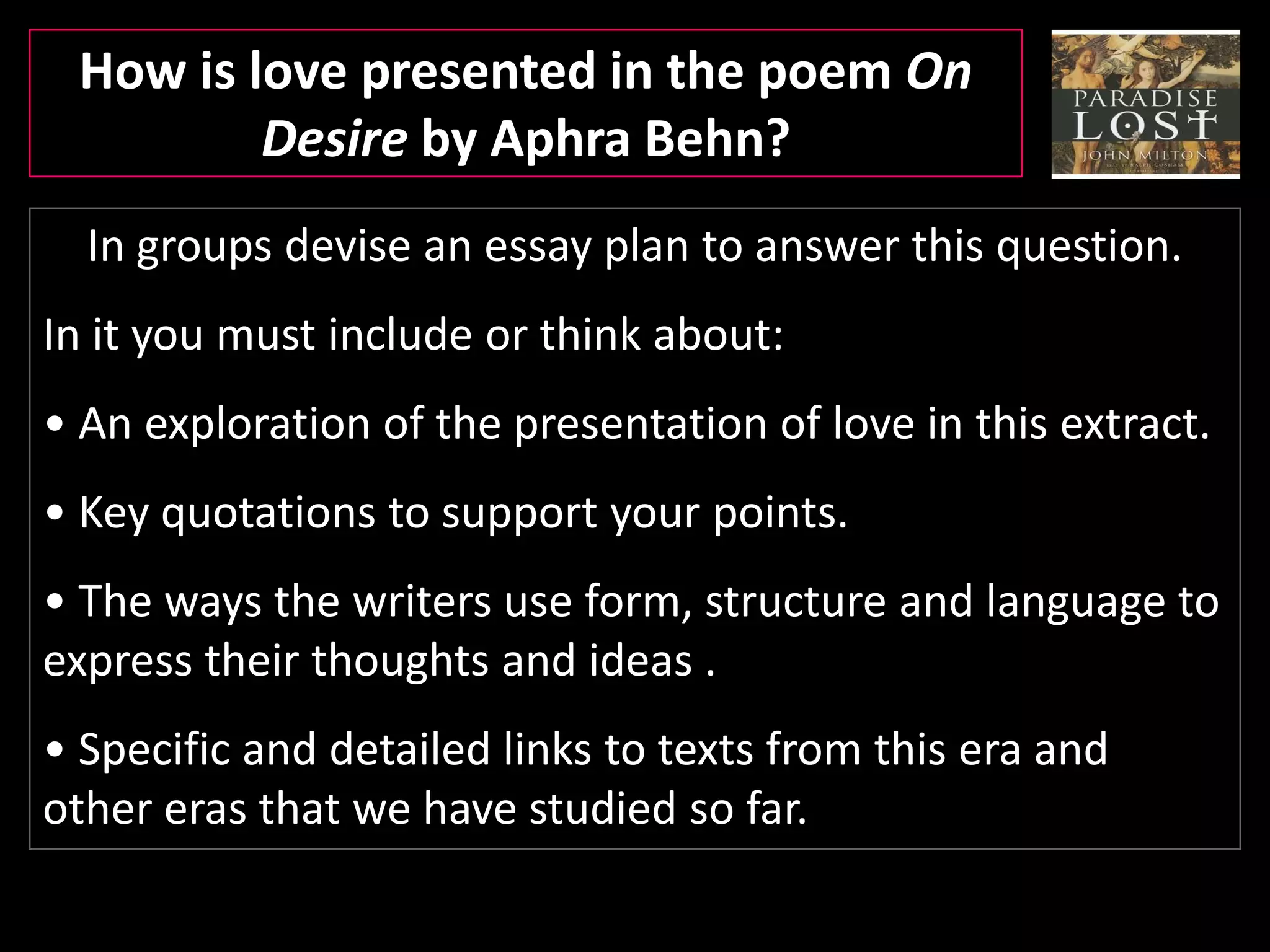 What links can you see between this and Paradise Lost?