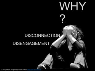 WHY
?
CC Image from Poughkeepsie Day School http://bit.ly/2d97uOc
DISCONNECTION
DISENGAGEMENT
 