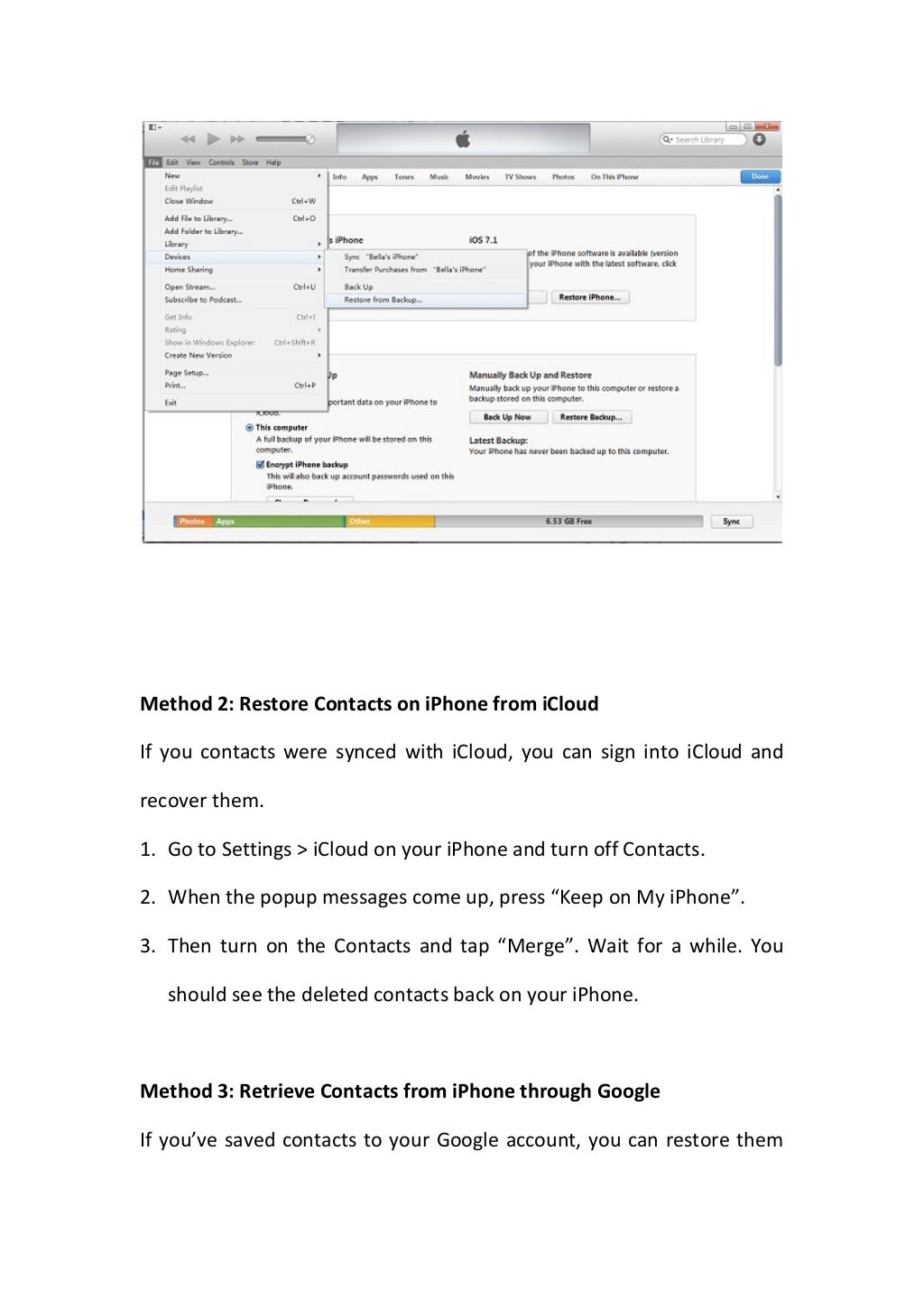 How to Restore Contacts on iPhone 5S/5C/5/4S/4