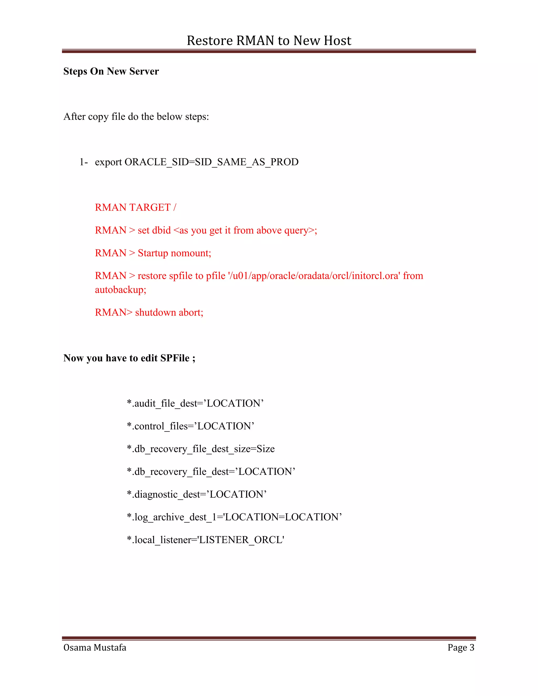 Step by Step Restore rman to different host PDF