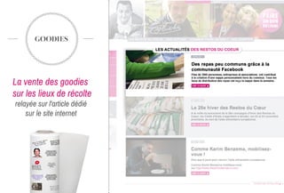 GOODIES
La vente des goodies
sur les lieux de récolte
relayée sur l'article dédié
sur le site internet
 
