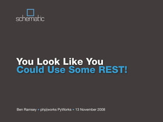 You Look Like You
Could Use Some REST!


Ben Ramsey ■ php|works PyWorks ■ 13 November 2008
 