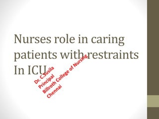 Nurses role in caring
patients with restraints
In ICU
 