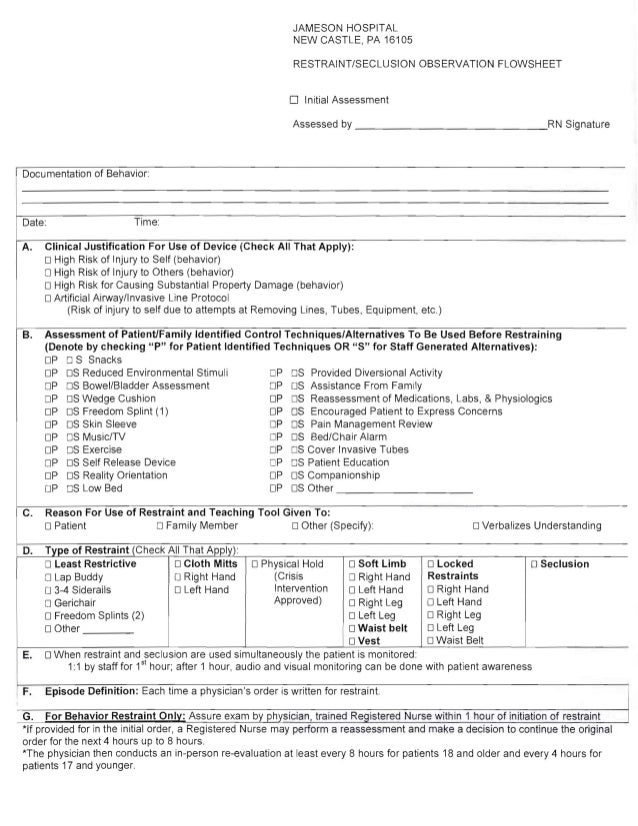 Restraints seclusion