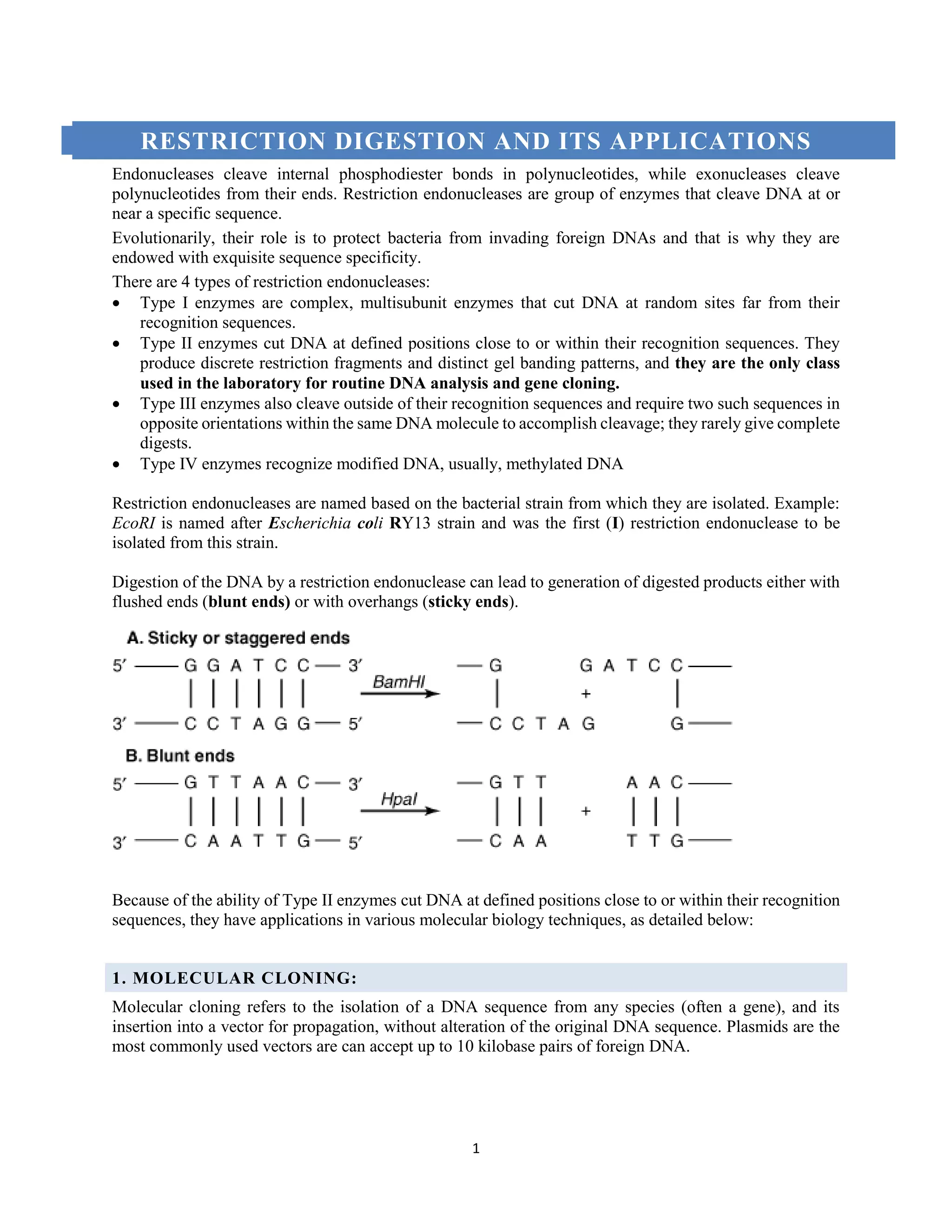 Restriction Digest Process Restriction Digestion and its Applications | PDF