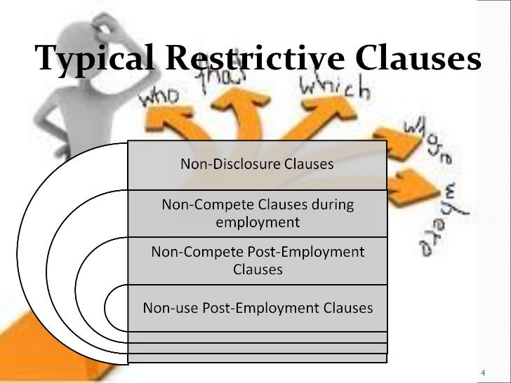 restrictive clauses in employment agreements legal situation in ind typical non compete clause