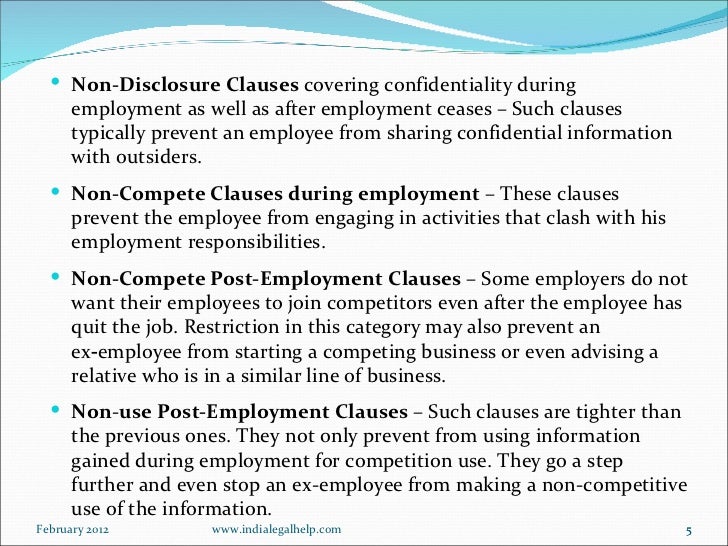 typical non compete clause