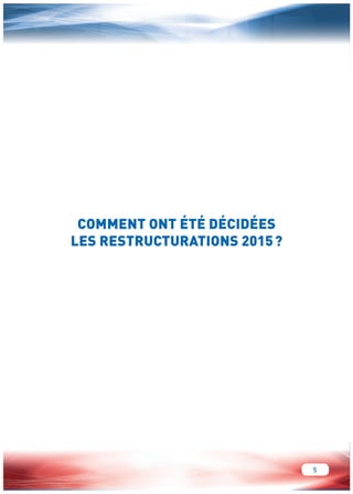 5 
COMMENT ONT ÉTÉ DÉCIDÉES 
LES RESTRUCTURATIONS 2015 ? 
 