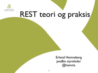 REST teori og praksis




            Erlend Hamnaberg
            javaBin styreleder
                 @hamnis
        1
 