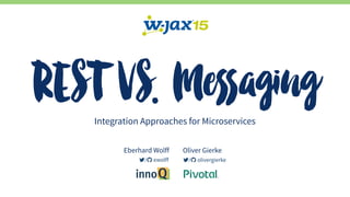 REST VS. MessagingIntegration Approaches for Microservices
Eberhard Wolff
/ ewolff / olivergierke
Oliver Gierke
 
