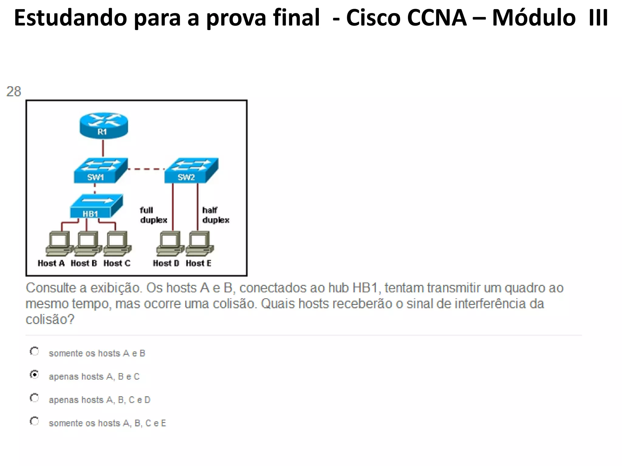Estudando para a prova final - Cisco CCNA – Módulo III
 