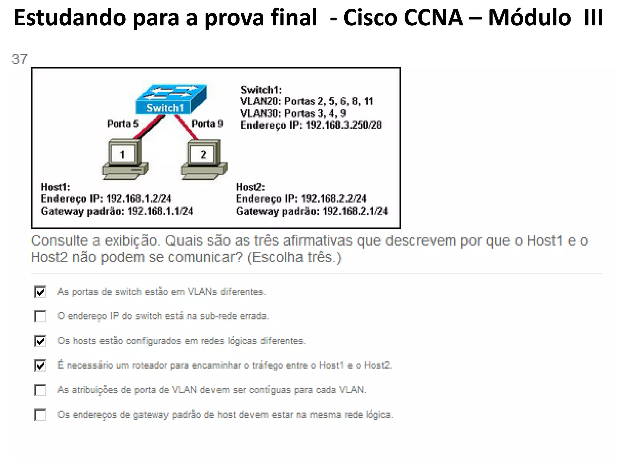 Estudando para a prova final - Cisco CCNA – Módulo III
 