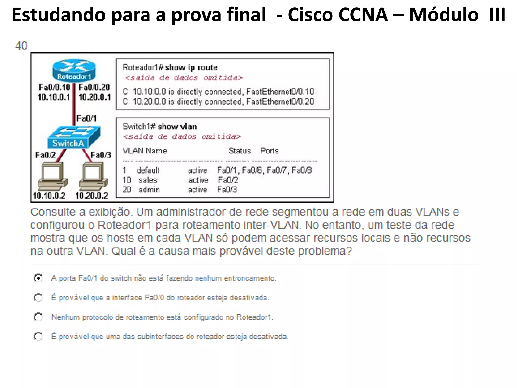 Estudando para a prova final - Cisco CCNA – Módulo III
 