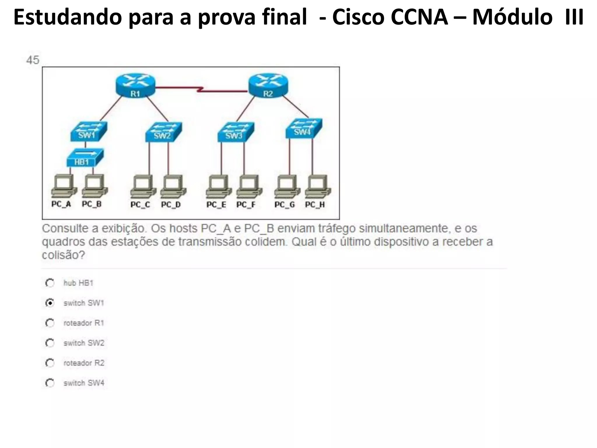 Estudando para a prova final - Cisco CCNA – Módulo III
 