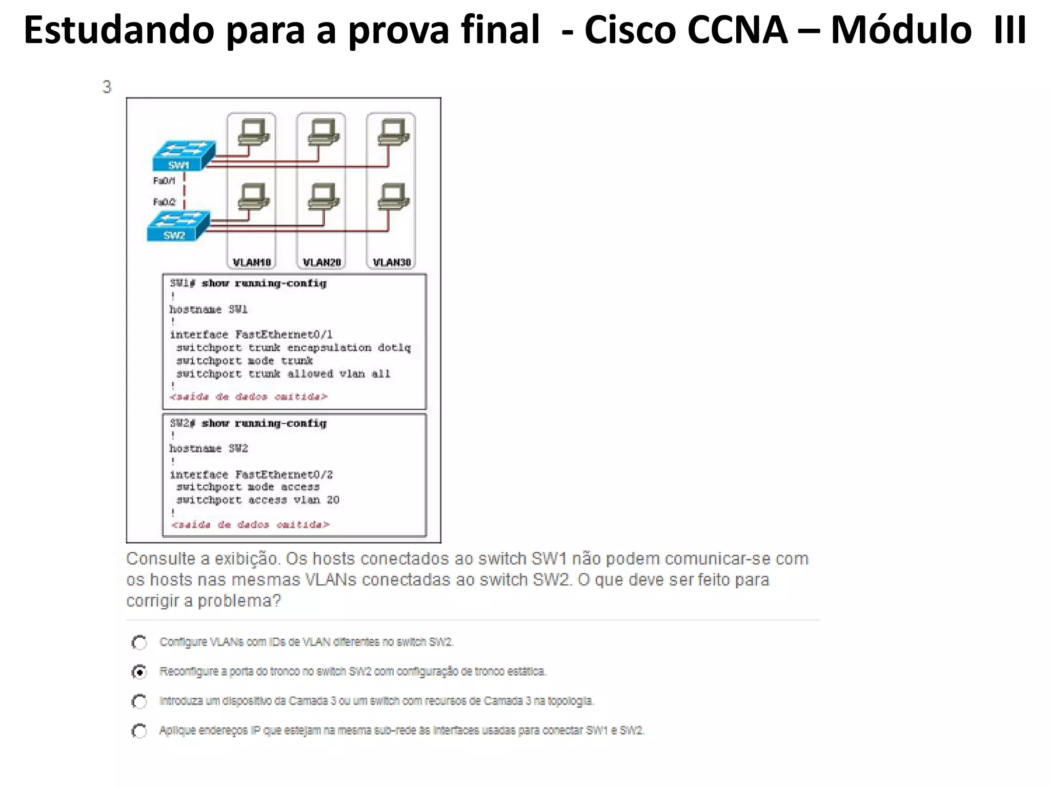Estudando para a prova final - Cisco CCNA – Módulo III
 