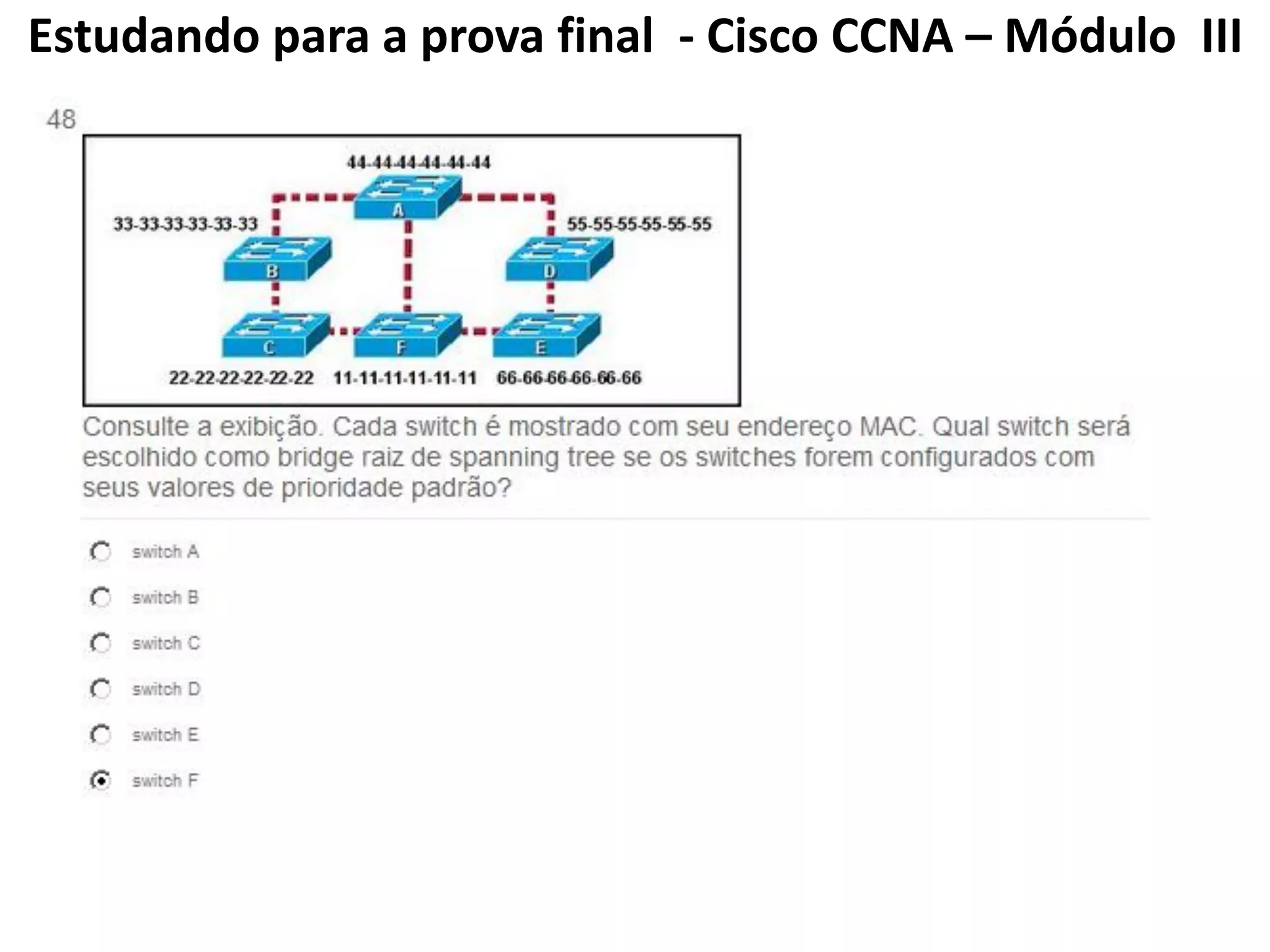 Estudando para a prova final - Cisco CCNA – Módulo III
 