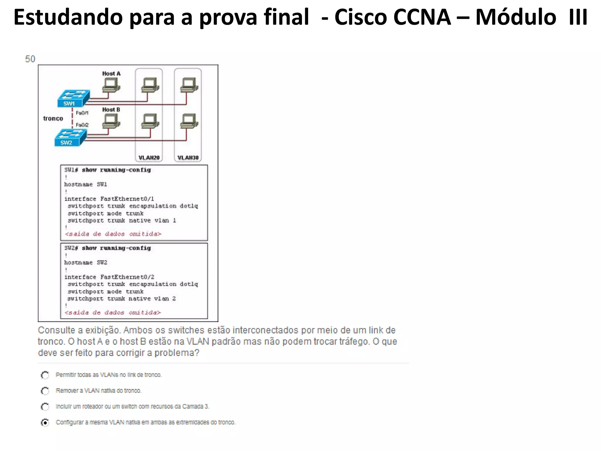 Estudando para a prova final - Cisco CCNA – Módulo III
 