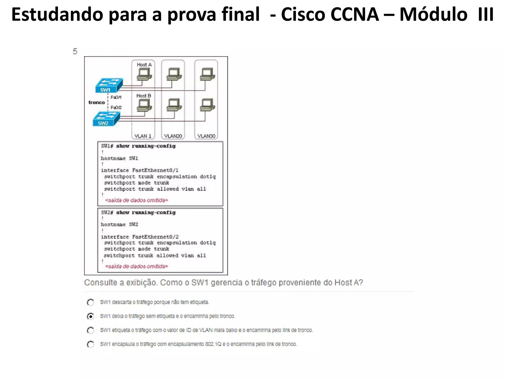 Estudando para a prova final - Cisco CCNA – Módulo III
 