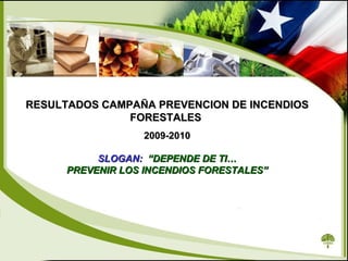 RESULTADOS CAMPAÑA PREVENCION DE INCENDIOS FORESTALES  2009-2010 SLOGAN:  “DEPENDE DE TI… PREVENIR LOS INCENDIOS FORESTALES” 