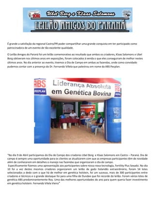 Leilão Amigos do Paraná