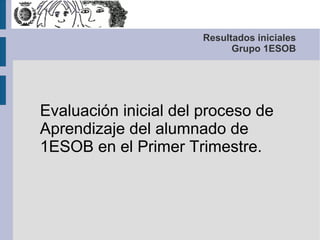 Resultados iniciales
Grupo 1ESOB
Evaluación inicial del proceso de
Aprendizaje del alumnado de
1ESOB en el Primer Trimestre.