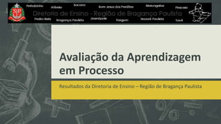 Avaliação da Aprendizagem
em Processo
Resultados da Diretoria de Ensino – Região de Bragança Paulista
 