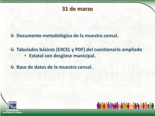 3 de marzoPrincipales resultados por localidad - Base de datos (ITER).Panorama sociodemográfico de México.Historias de quienes nos contaron.En México…. ¿Cuántos hay como tú?.