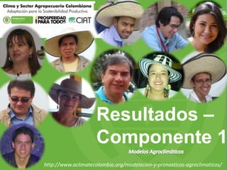 Resultados –
Componente 1
http://www.aclimatecolombia.org/modelacion-y-pronosticos-agroclimaticos/

 
