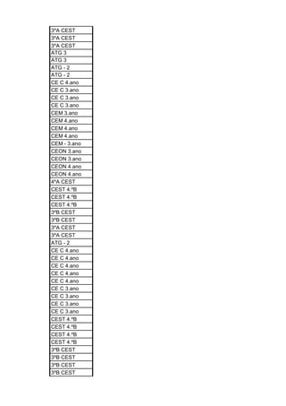 3ºA CEST
3ºA CEST
3ºA CEST
ATG 3
ATG 3
ATG - 2
ATG - 2
CE C 4.ano
CE C 3.ano
CE C 3.ano
CE C 3.ano
CEM 3.ano
CEM 4.ano
CEM 4.ano
CEM 4.ano
CEM - 3.ano
CEON 3.ano
CEON 3.ano
CEON 4.ano
CEON 4.ano
4ºA CEST
CEST 4.ºB
CEST 4.ºB
CEST 4.ºB
3ºB CEST
3ºB CEST
3ºA CEST
3ºA CEST
ATG - 2
CE C 4.ano
CE C 4.ano
CE C 4.ano
CE C 4.ano
CE C 4.ano
CE C 3.ano
CE C 3.ano
CE C 3.ano
CE C 3.ano
CEST 4.ºB
CEST 4.ºB
CEST 4.ºB
CEST 4.ºB
3ºB CEST
3ºB CEST
3ºB CEST
3ºB CEST
 