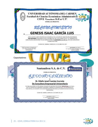 25 .- COVE, CONSULTORIA S.A. DE C.V.
Capacitadores
 