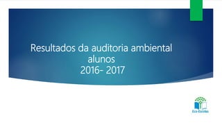 Resultados da auditoria ambiental
alunos
2016- 2017
Professores – assistentes operacionais e alunos
 