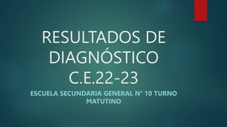 RESULTADOS DE
DIAGNÓSTICO
C.E.22-23
ESCUELA SECUNDARIA GENERAL N° 10 TURNO
MATUTINO
 