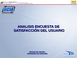ANALISIS ENCUESTA DE
SATISFACCIÓN DEL USUARIO

OFICINA DE CENTRO
INTEGRADO DE ATENCIÓN

 