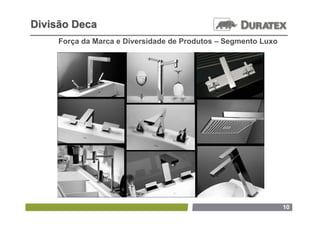 Divisão Deca
     Força da Marca e Diversidade de Produtos – Segmento Luxo




                                                                10
 