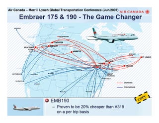 Air Canada – Merrill Lynch Global Transportation Conference (Jun/2007)




                                                                                                       Domestic

                                                                                                       International




                                                                                                                          Y
                                                                                                                       COP



  The information contained herein is property of Embraer and shall not be copied or used without Embraer´s written consent
 