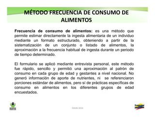 Resultados encuesta nacional de la situación nutricional en Colombia-ENSIN 2010
