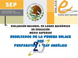 Evaluación Nacional de Logro Académico
              en Educación
            Media Superior
Resultados de la Prueba Enlace
             2011
  Preparatoria FRAY ANGÉLICO
 