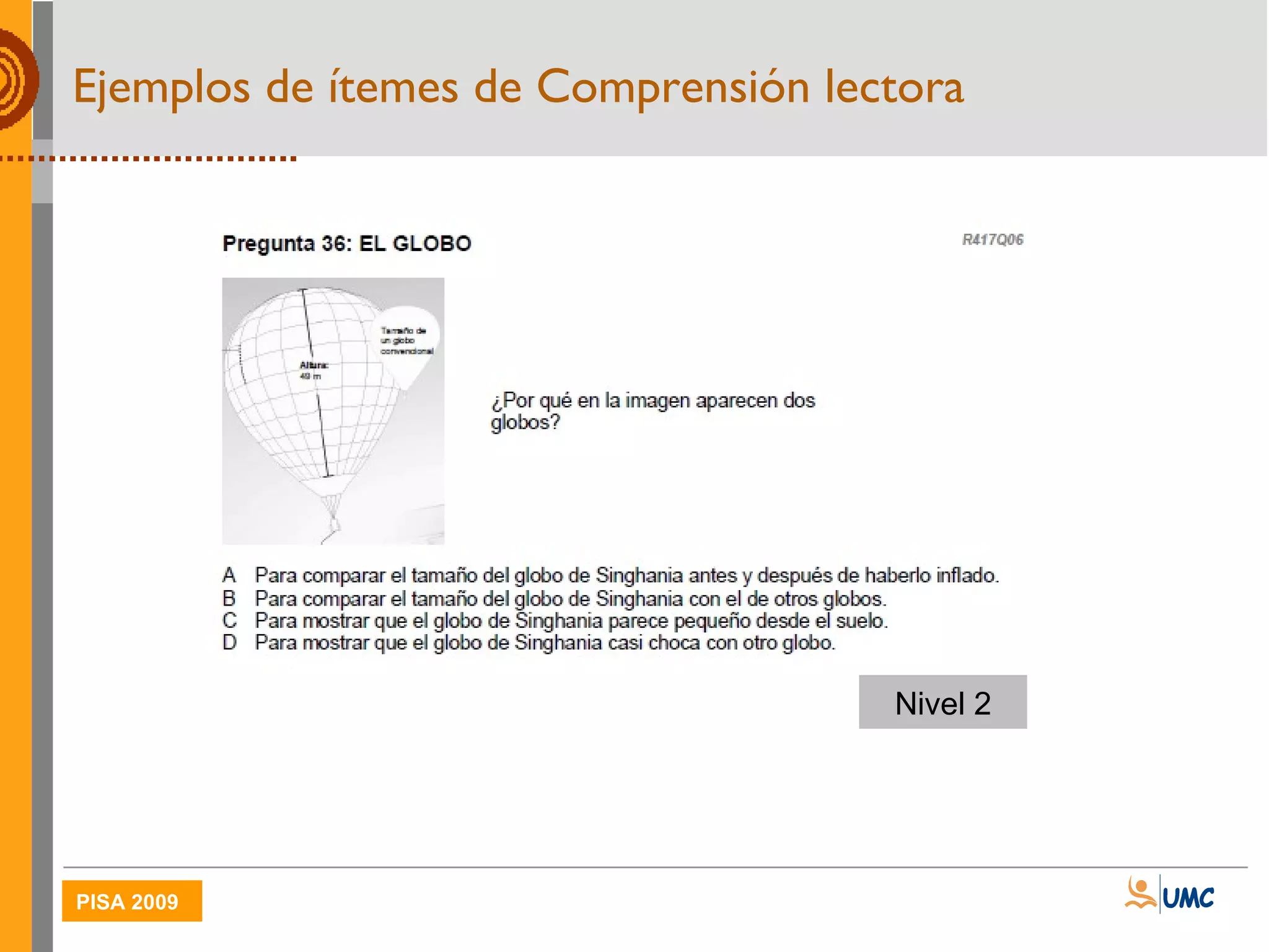 Ejemplos de ítemes de Comprensión lectora Nivel 2 